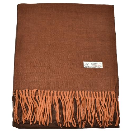 Glory Max Womens Solid 2 Tones Winter Scarf Cashmere Feel Oversized Large Soft Warm Shawl Wrap 74"x28"2