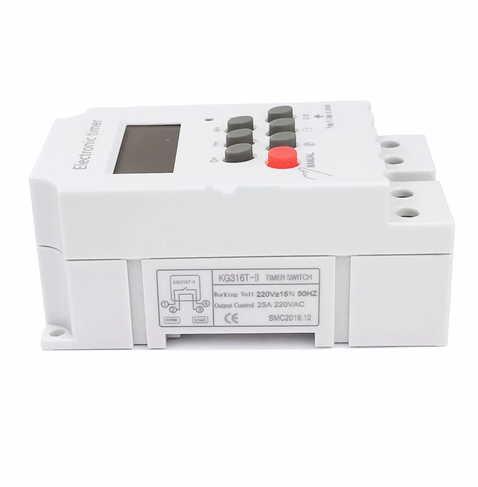 KG316T-II Temporizador electrónico AC 220 V 25 A riel DIN digital programable temporizador electrónico interruptor de control de equipo eléctrico encendido