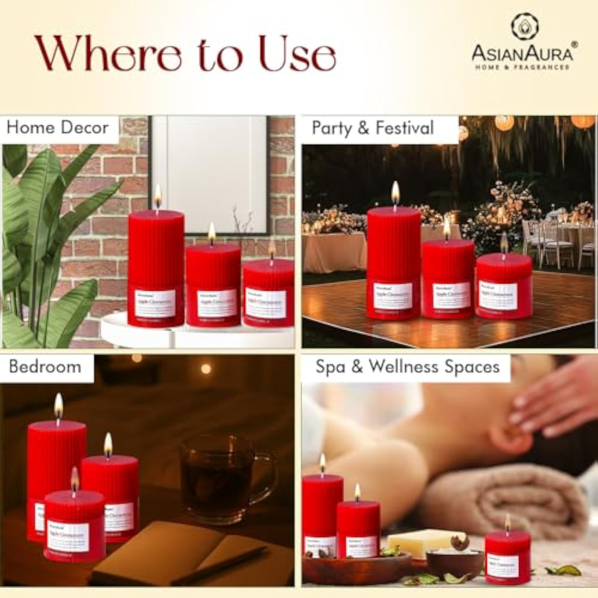 Scented Ribbed Pillar Candle | Smokeless & Dripless