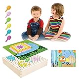 NAVESO Thema Garten Mosaik Steckspiel für Kinder, 240 Steckperlen und 10 Bunten Steckplätte, Kreatives Pädagogisches Lernspielzeug, Mosaik Steckspiel für Kinder ab 3 4 5 Jahre