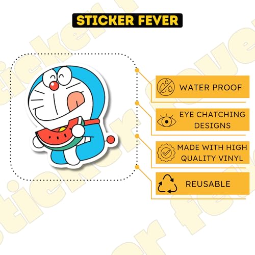 Image of 30 Cute Doraemon Laptop Stickers for Cartoon Lovers and Kids. (Doremon)