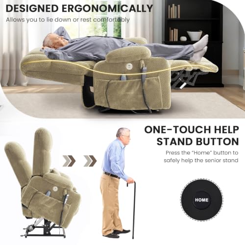 Image of Infinite Position Power Lift Recliner Chair for Elderly & Adults, Oatmeal