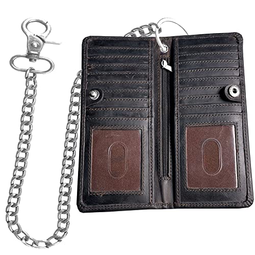 Ibro Long Bifold Rfid Blocking Motorcycle Chain Wallet For Men #TOP13
