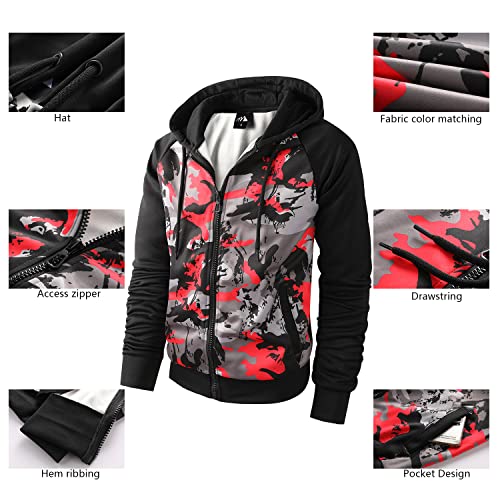 Men's Zip Up Color Block Hoodie Fleece Gym Workout zippered Sweatshirt Fashion Long Sleeve Hooded WIth Pocket3