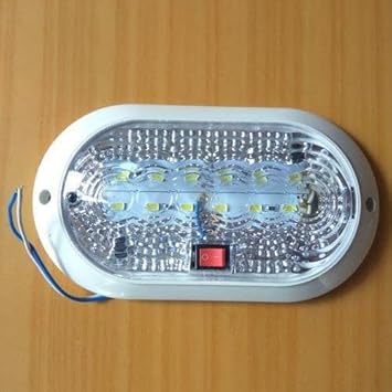 CLOUDSALE Wired LED Roof Lights with On/Off Switch, White Oval Dome Light for Interior Lighting Pack of 1
