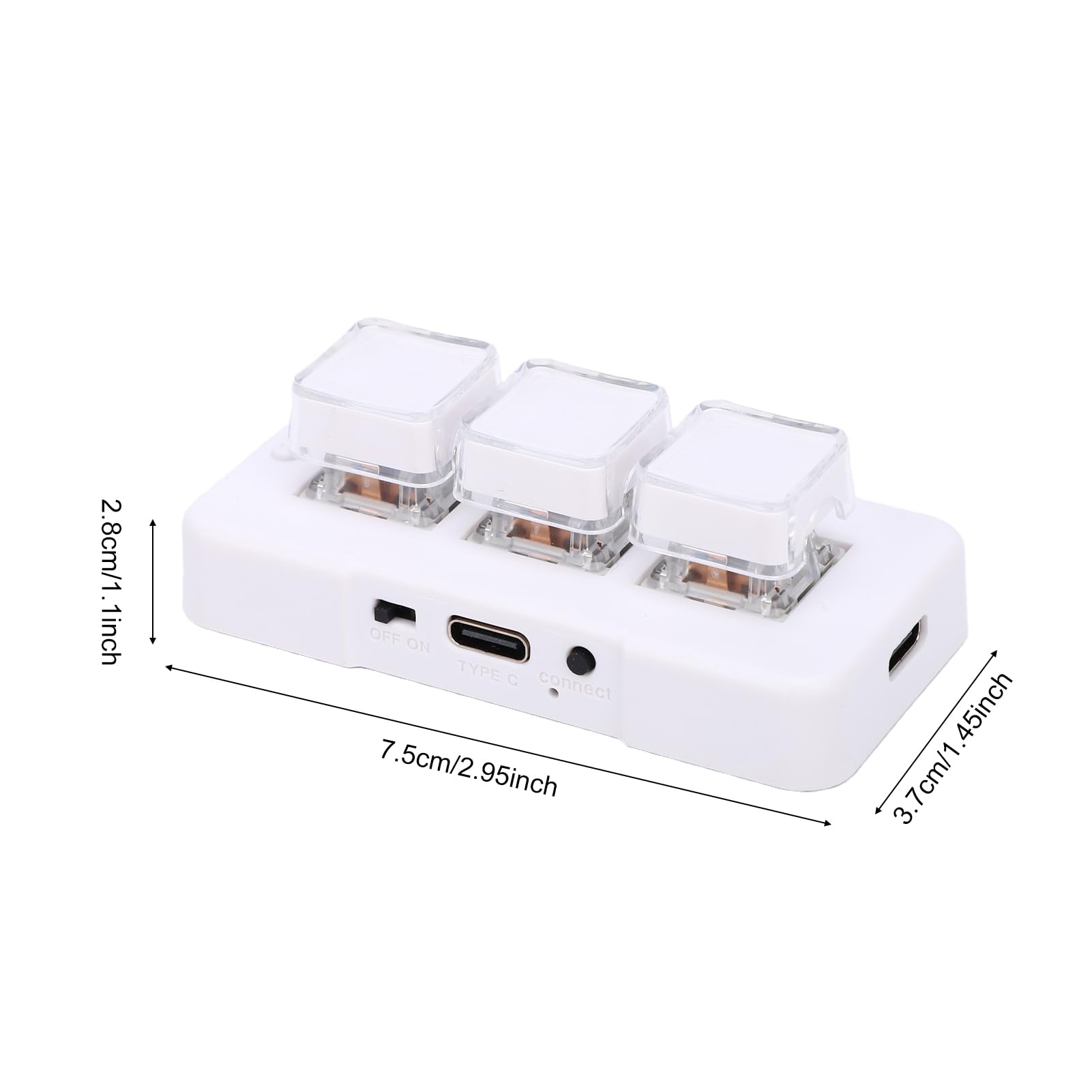 Cryfokt Tastierino Programmabile con 3 Tasti, con Connessione Cablata 2.4G Bluetooth 3 Modalità, Tastiera Meccanica Macro per Computer Portatile Desktop (WHITE)