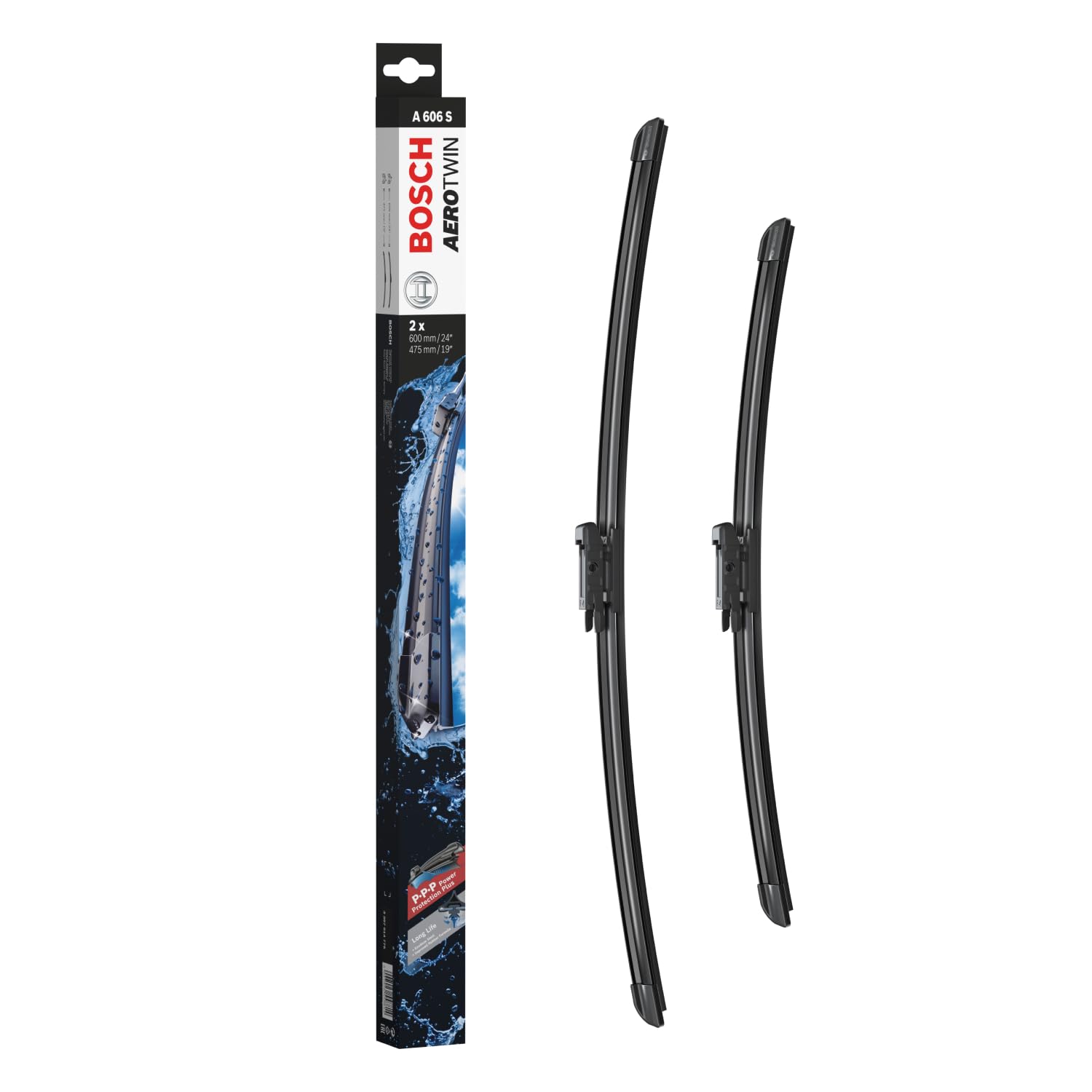 Bosch Aerotwin A 606 S Front Windscreen Wipers - 2 Blades, 600 mm/475 mm