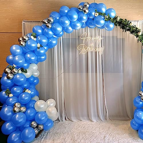 Image of 120 Pack Pearl Blue Balloons, Bright 12 inch Royal Blue Latex Party Balloons for Birthday Wedding Baby Shower Halloween.
