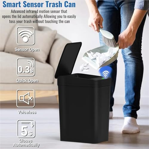 Bote de basura para baño automático de 12L con tapa y sensor 5