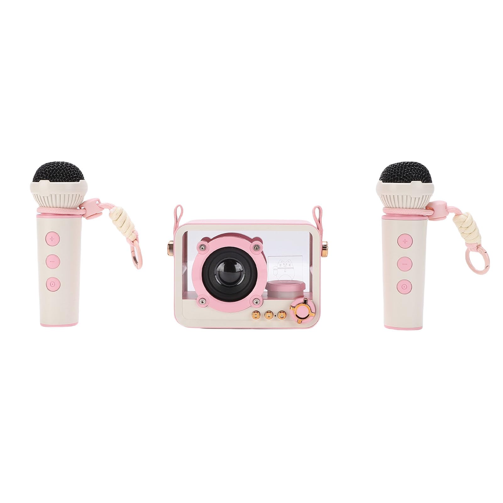 Machine de Karaoké Portable,Deux Microphones Sans Fil Haut-parleur 10W Lumières LED,Machine Karaoké,for Fêtes Maison Voyages Plein Air Familles Enfants Événements Outdoor