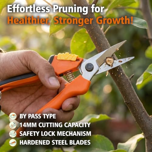 Image of FALCON FPS-212 Pruning Secateur By Pass Type with 215mm Sharp Blade Branch Wood and Flower Plant Cutter Gardening Tool for Home Garden & Agriculture (Pack of 1)