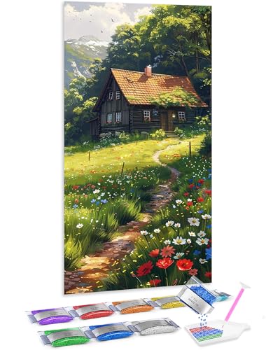 Diamond painting 5D Jumpdot de la casa del bosque, cuadros de salón de 70x40 cm