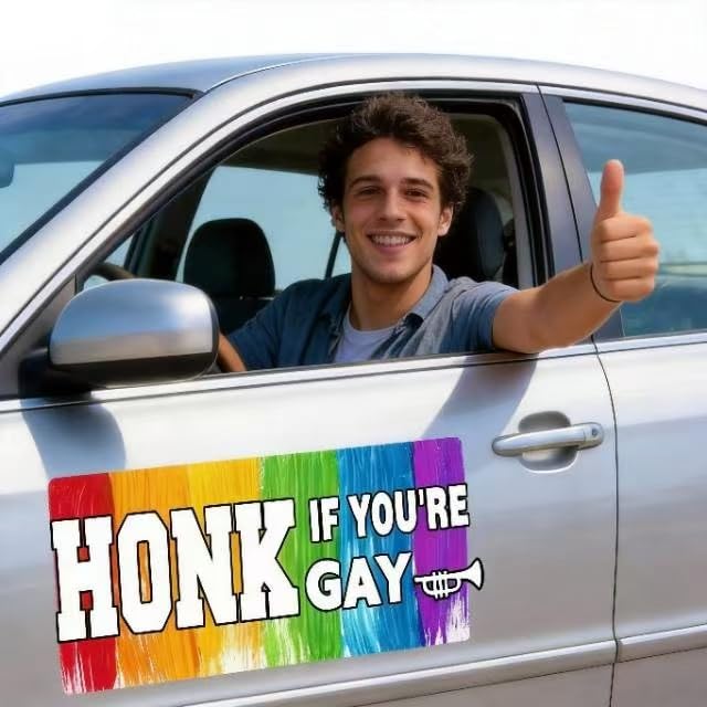 Image of 10 PCS Funny Gay Pride Bumper Sticker, Rainbow Pride LGBT Adults Pranks Magnetic Sign for Vehicle Truck Car Reusable Magnet Sticker for Fridge