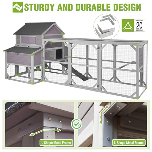 Image of 55ft Extra Large Chicken Coop with Run, Super Large Chicken Tractor Chicken House, Wooden Hen House Poultry Cage Outdoor with 6 Large Nesting Boxes, 6 Perches for 10-15 Chickens