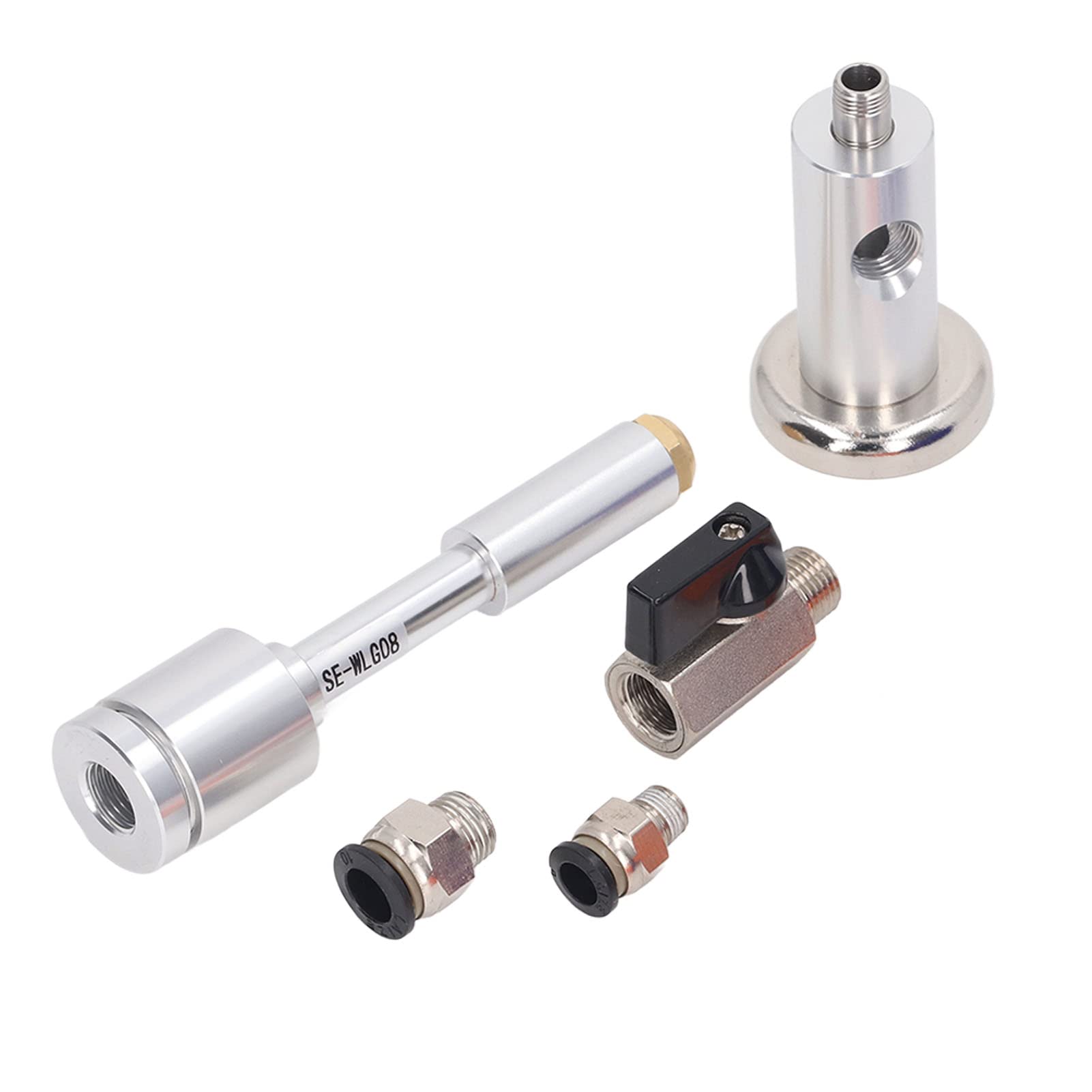 Juego de pistola de enfriamiento de aire frío para procesamiento industrial de metales y madera: incluye tubo flexible de doble extremo, conectores, válvula y base magnética, con