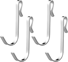 Stainless Steel J Hooks S Hooks 4pcs Steel Wire Hooks for Kitchen Wire Shelf Clip on Hook Hanging Hooks Silver