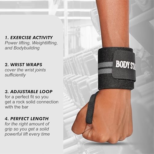 Image of Pro Weightlifting Wrist Wraps with Thumb Loop | Adjustable Gym Wrist Support for Men & Women - Powerlifting, Crossfit, Strength Training & Pain Relief