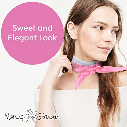 Morning Glamour -Satin Multi-Use Scarf, Bright Pink Solid, 30 x 30 Inches4