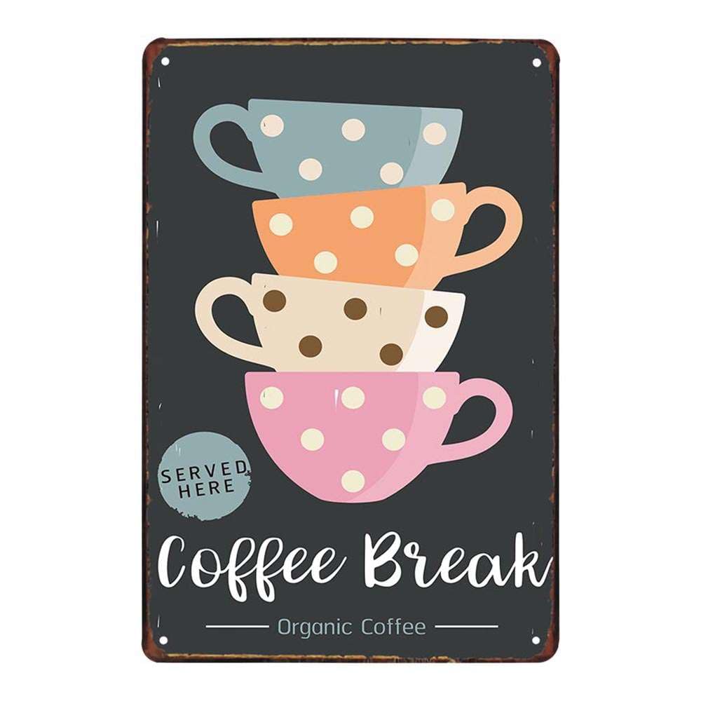 Juego de 4 placas de metal retro vintage con diseño de café