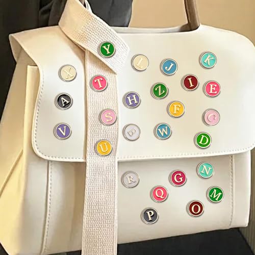 Image of 26 Pack Enamel Initial Brooches Pins Set Cute Colorful Letters Lapel Pin Brooch Badges Funny Pins for Backpacks Badges Jackets Hats Accessories for Women Men Gold Silver