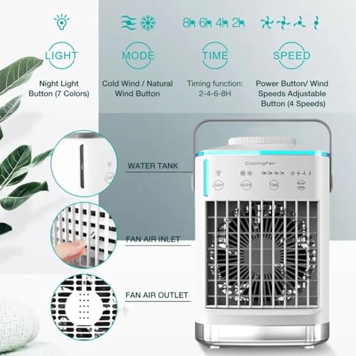 Climatiseur portable silencieux multi-vitesse pour rafraîchir chambre et bureau - 7