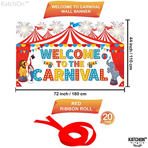 Image of Welcome To The Carnival Backdrop - 72x44 Inch | Carnival Theme Party Decorations | Circus Party Decorations for Birthday Carnival Games for Kids, Carnival Decorations for Carnival Party, KatchOn