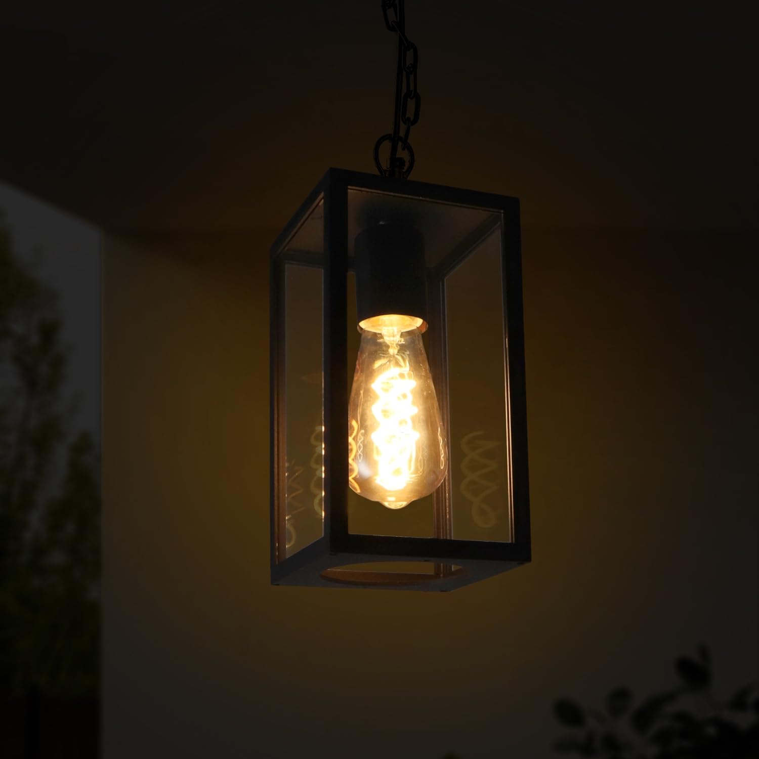 M Ledme - Plafoniera LED da esterno serie Ducte, attacco E27, impermeabile IP44, finitura nera. Ideale per giardini, terrazze, ingressi e portici (lampadina non inclusa)