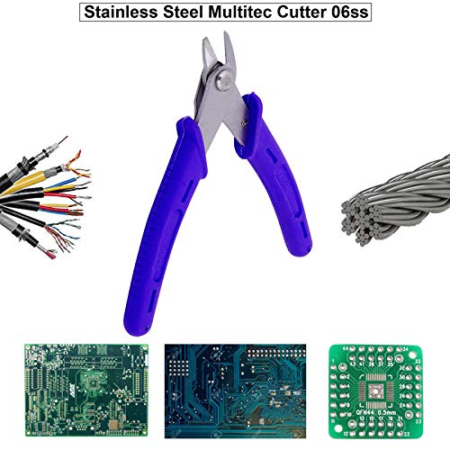 Image of MULTITEC 06-SS Stainless Steel Wire Stripper & Cutter | 2-in-1 Tool | Ergonomic Grip | Rubber Insulation Protection | Lightweight | Blue | Electrical Wire Stripping & Cutting Tool