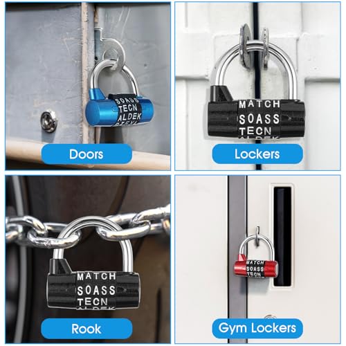 Image of 4 Pcs 5 Letter Combination Lock Heavy Duty Gym Locker 5 Digit Word Escape Room Locks Keyless Resettable Metal Lock for College Gym Toolbox Hasp Cabinet