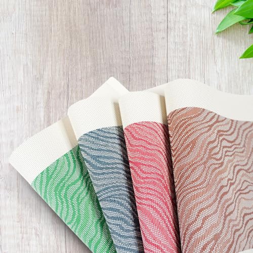 Image of Dining Table Placemats & Runner Set - Heat Resistant, Washable & Stain Resistant Woven Vinyl Mats | Table Runner & 6 Placemats Set for Stylish Dining (45x30 cm Placemats, 180x30 cm Runner)