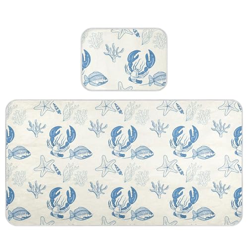 Takiito Retro Ocean Lobsters Baby Cooling Mattress Pad, Soft & Breathable Cooling Mat Keep Baby Cool in Summer 28x52 in, Nursery Essential