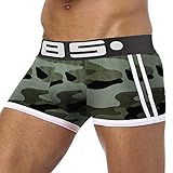 Celucke Unterhosen Männer aus Bio-Baumwolle mit Military Muster, Herren Boxershorts Unterwäsche Hüftslips Retroshorts Hipster Fitted Basic Boxer Shorts
