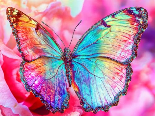 Pintar por numeros adultos de mariposa, kit DIY 80x100cm sin marco m5g-396