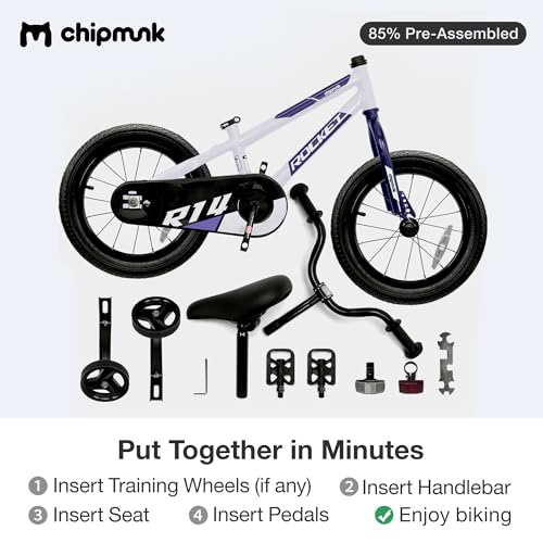 Image of Chipmunk Kids Bike 12 14 16 18 Inch Bicycle with Training Wheels Beginners Boys Girls Ages 3-10 Years Multiple Colors