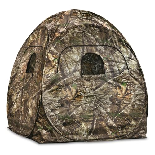 Guide Gear HuntRite Deluxe 4-Panel Spring Steel Hunting Blind; 2 Person Ground Tent for Deer and Turkey Season