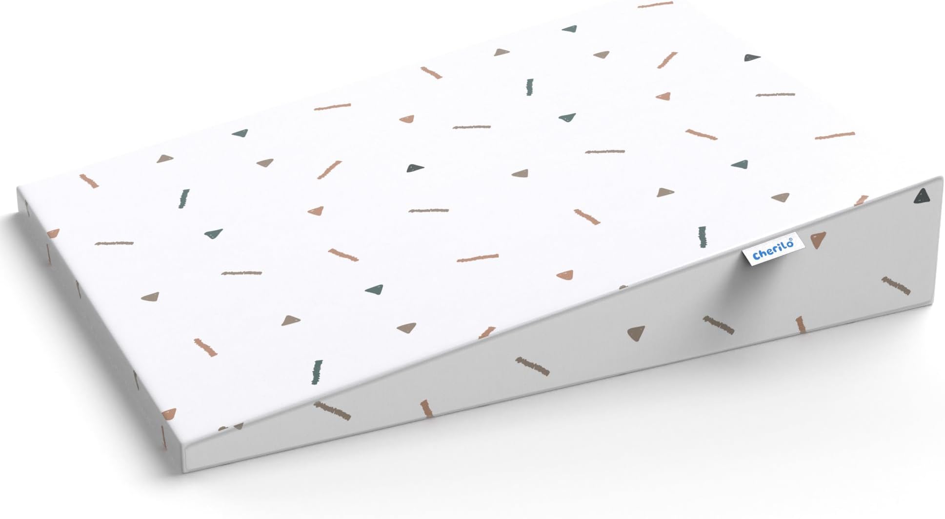 Cherilo Standard Elevated Wedge Pillow for Baby Crib & Mattress, Elevate Baby to Prevent Acid Reflux, Colic, GERD, Heat Burn, 14" x 19" x 3.5" - with Removable Cover - Triangle Design - White
