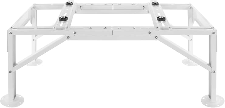 POPMOON Mini Split Ground Stand for 9000-18000 BTU, White Mini Split Stand | Heavy Duty Metal Mini Split Condenser Stand for Ductless AC Heat Pump, Adjustable Length 9.6" To 33.1", Max Load 500 LBS