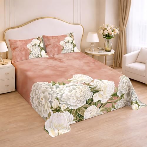 Image of Cloth Fusion Glace Cotton Flat Bedsheet for Double Bed with 2 Pillow Covers (90x100 Inches, Blush Rose)