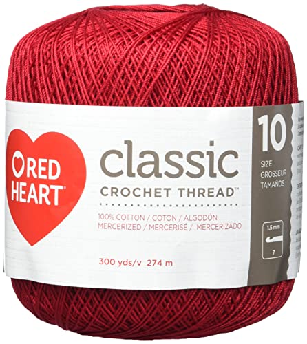 Image of Coats Crochet Red Heart Classic Crochet, Thread Size 10, Victory Red