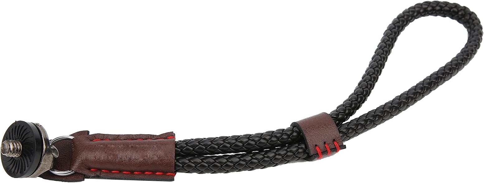 Walfront Camera Wrist Strap PU Leather Hand Strap with Adjustable 1/4inch Screw for Action Cameras and Stabilizers By Photographers