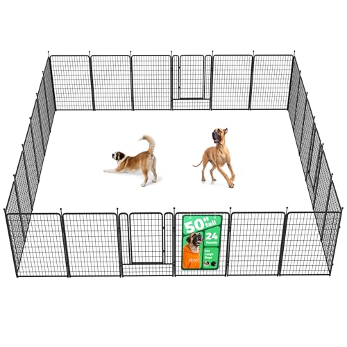 Image of FXW Rollick Unleashed Dog Playpen for Indoor, Yard, RV Camping, 50 inch 24 Panels for Large Dogs, Black│Patented