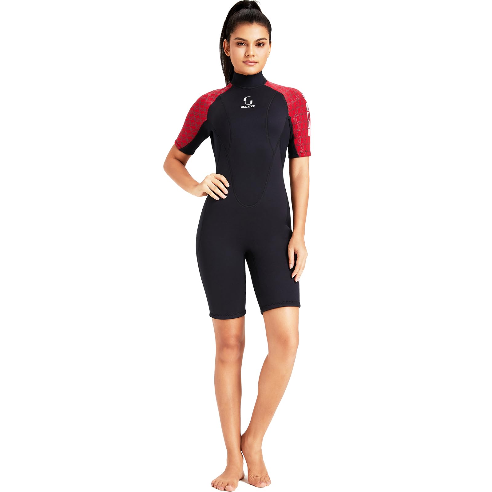 Combinaison en néoprène pour Femme, Fermeture éclair arrière, Combinaison Courte pour Homme, 3 mm, en néoprène, à Manches Courtes, pour Surf, Natation, Kayak, plongée avec Tuba, canoë, Noir