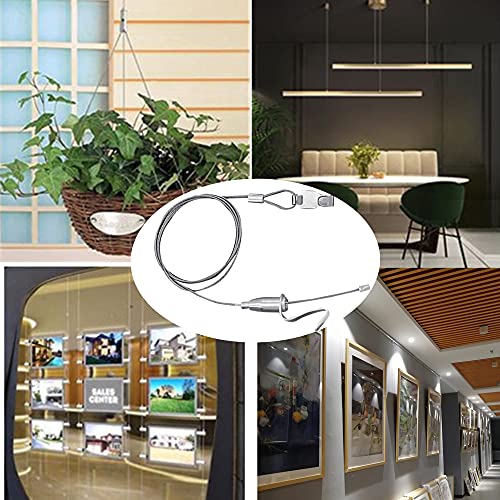 Image of 6.56 ft Picture Rail Hanging System, Professional Picture Hanging Stainless Steel Cable Wire with Adjustable Photo Hook + S Metal Hook for Wall Picture, Exhibition, Art Gallery Display