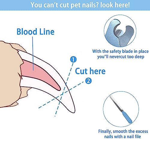 5Pieces-Dogs-and-Cats-Grooming-Nail-Clippers-Kit-Pet-Claws-Nail-Clipper-Trimmers-with-Protective-Guard-Lock-to-Avoid-Over-Cutting-Professional-Trimmers-for-Large-and-Small-Cat-and-Dog-Animal-Blue