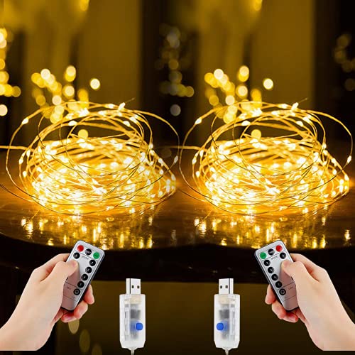 Fairy Lights Plug in with Remote,40Ft 120LED Timer Battery Fairy Led Lights Small Twinkling Lights Warm White for Indoor Bedroom Gift DIY Home Decor(2pcs)