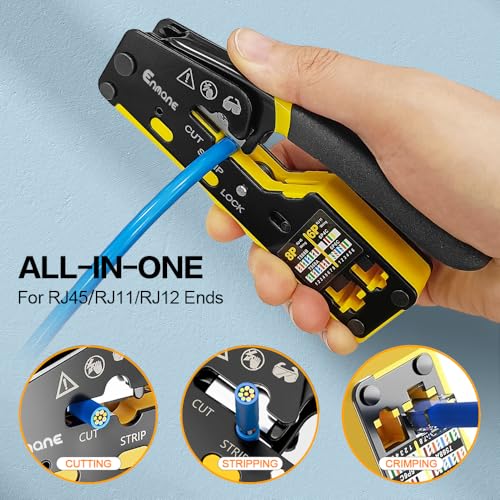 Image of Ethernet Crimping Tool RJ45 /RJ11 Crimper Tools for Cat6 Cat5e Cat5 with 10Pcs Cat 6 RJ45 Connectors and Blades