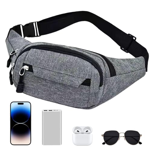 Riñonera para senderismo - Riñonera para senderismo y riñonera para correr | Riñonera de hombro, riñonera de viaje para ir de compras, pasear perros, correr, Gray, Consulte la descripción, Consulte la