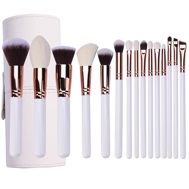15-Piece Premium Makeup Brush Set Includes Eyeshadow Brushes, Powder Brushes, Eyeshadow Brushes Complete Makeup Tool Set Brushes for Foundation, Powder, Concealer, Eyeshadow and Blush (B)