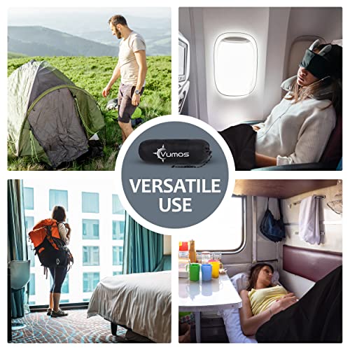 Vumos Sleeping Bag Liner And Camping Sheet - Silk Like Material For Travel - Has Full Length Zipper - Black #TOP5