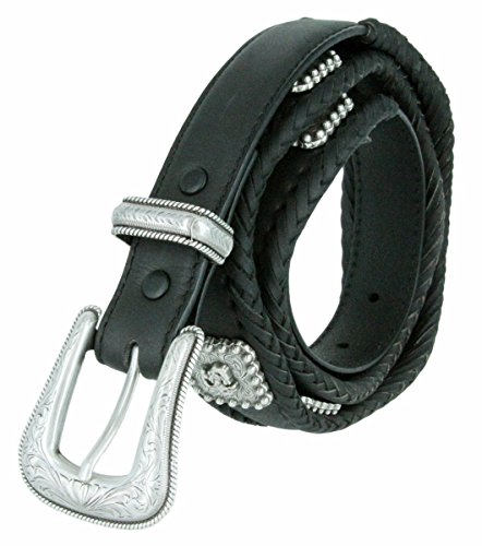 Mens Western Bucking Bronco Berry Concho Genuine Leather Scalloped Belt3